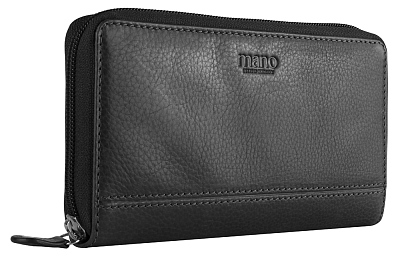Кошелек Mano "Don Montez", натуральная кожа в черном цвете, 19 х 10,3 см