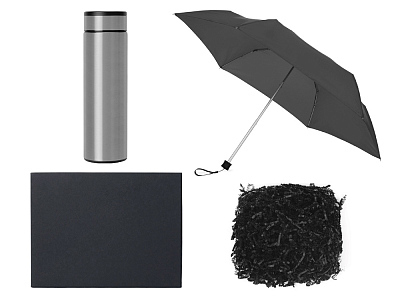 Подарочный набор с зонтом и термосом (Серый)