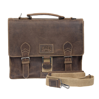 Портфель KLONDIKE Native, натуральная кожа в коричневом цвете, 38 х 14 х 33 см (Коричневый)