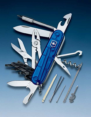Нож перочинный VICTORINOX CyberTool M, 91 мм, 32 функции, полупрозрачный синий (Синий)