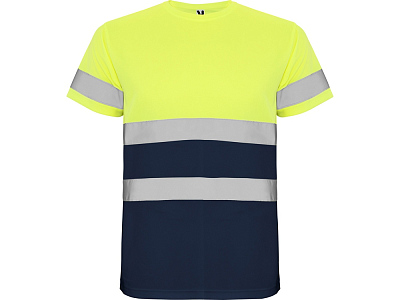 Футболка со светоотражающими полосами Delta, мужская (Синий нэйви/неоновый желтый)