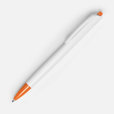 Ручка шариковая Tick, белая с оранжевым (Оранжевый)