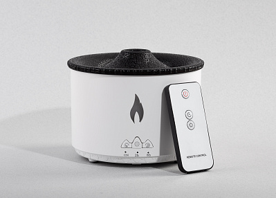 Увлажнитель воздуха "Smart Volcano"с пультом ДУ,  функцией ароматерапии и интерьерной подсветкой  (Белый с черным)