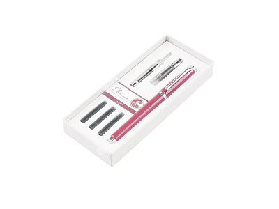 Набор I-Share: ручка роллер, сменная насадка с пером, чернила (Розовый прозрачный)