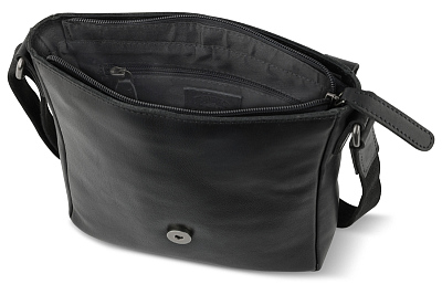 Сумка через плечо KLONDIKE GOLD «Taylor», натуральная кожа в черном цвете, 22 х 23,5 х 5,5 см