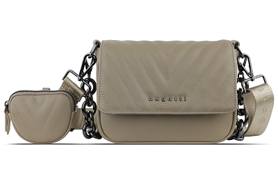 Сумка наплечная женская BUGATTI Sira, песочная, полиуретан, 21х6х16 см