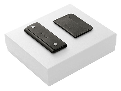 Подарочный набор Long River: картхолдер, ключница (Черный/белый)