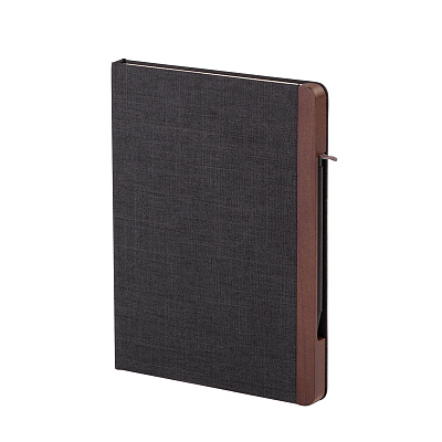 Блокнот "Wood" с ручкой в ореховом магнитном пенале, черный (Чёрный)