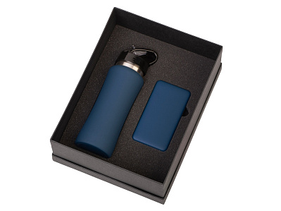 Подарочный набор COLOR IT с бутылкой для воды и повербанком, 5000 mAh (Тёмно-синий)