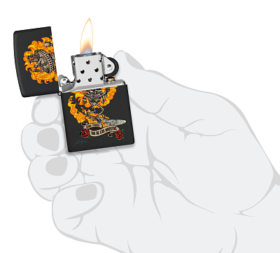 Зажигалка ZIPPO Rick Rietveld с покрытием Black Matte, латунь/сталь, черная, матовая, 38x13x57 мм
