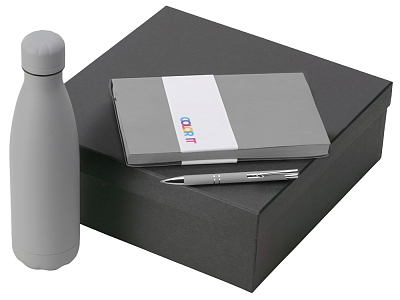 Подарочный набор Color it с блокнотом, металлической ручкой и термобутылкой (Серый)