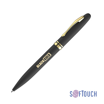 Ручка шариковая "Moon" покрытие soft touch  (Черный с золотом)