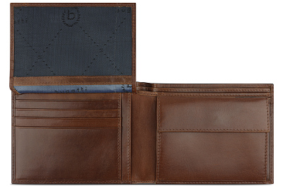 Портмоне BUGATTI Nobile, с защитой данных RFID, коричневое, воловья кожа/полиэстер, 12х2х9,5 см