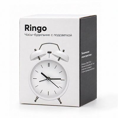 Часы-будильник Ringo с подсветкой, белые