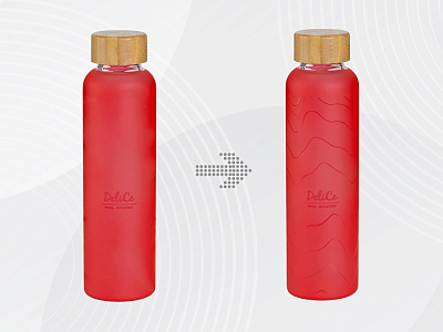 Стеклянная бутылка с бамбуковой крышкой Foggy,  с УФ-печатью (Красный)