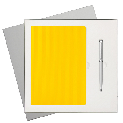 Подарочный набор Rain, желтый (ежедневник, ручка) (Желтый, серый)