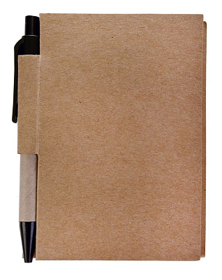 Мини-блокнот Eco Light с ручкой с черными элементами (Чёрный)