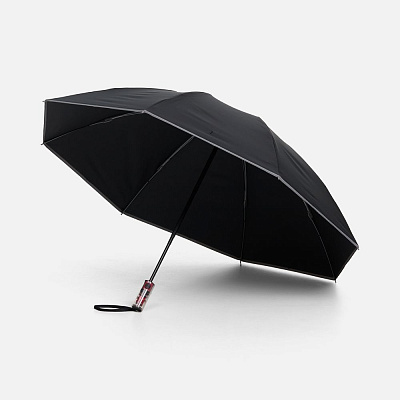 Зонт наоборот складной Futurum со светоотражающим кантом, черный (Чёрный)