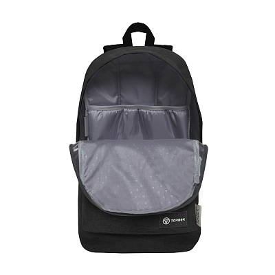 Рюкзак TORBER GRAFFI, черный, полиэстер меланж, 46 х 29 x 18 см