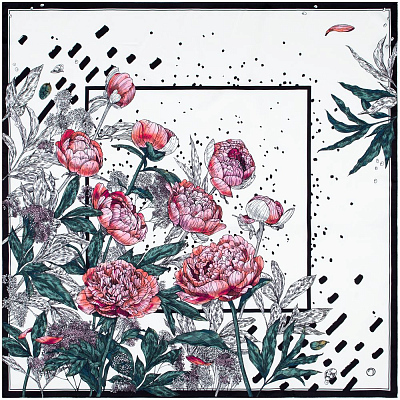 Платок шелковый Delicate пионы