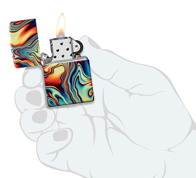 Зажигалка ZIPPO Swirl с покрытием Glow In The Dark Green, латунь/сталь, разноцветная, 38x13x57 мм