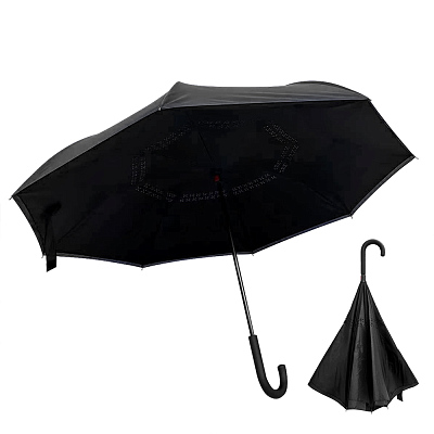 Зонт-трость наоборот Shifter, черный (Чёрный)
