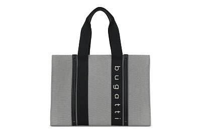 Сумка-тоут женская BUGATTI Ambra, серо-черный цвет, хлопок/полиэстер, 45х14х32 см