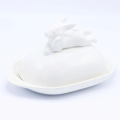 Маслёнка с кроликом, 380 мл, Белый (Белый)