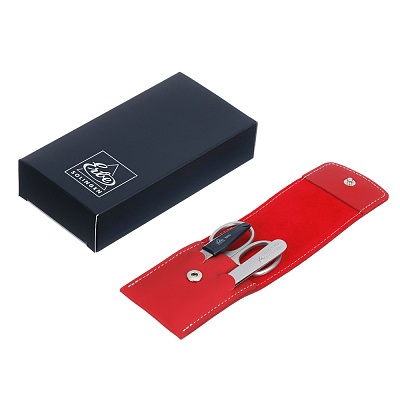 Маникюрный набор Erbe, 3пр. Футляр: натур.кожа, цвет красный