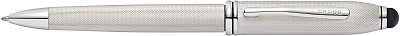 Шариковая ручка Cross Townsend Stylus со стилусом 8мм. Цвет - платиновый. (Серебристый)