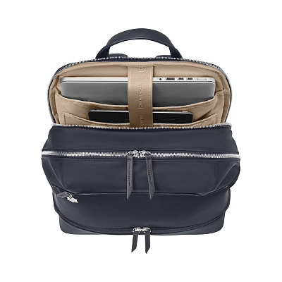 Рюкзак VICTORINOX Victoria Signature Deluxe Backpack, синий, нейлон/кожа, 32x18x39 см