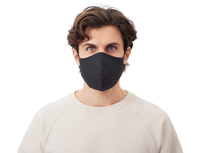 Маска для лица многоразовая из хлопка, анатомической формы (Чёрный)