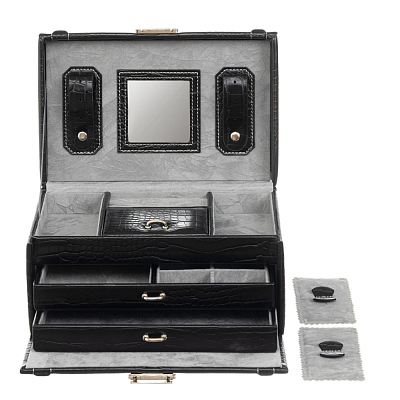 Шкатулка для украшений Jardin D'Ete, цвет черный,  "рептилия", 24,5 х 17 х 14,5 см