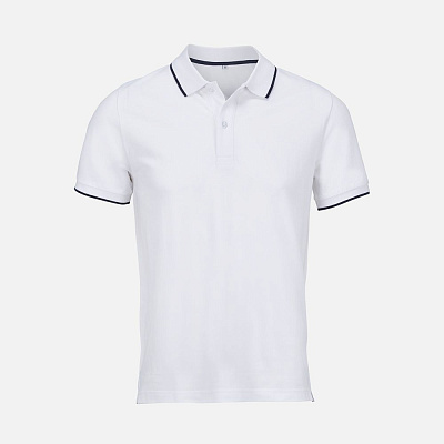 Рубашка поло унисекс Palermo, белая с темно-синим (Синий)