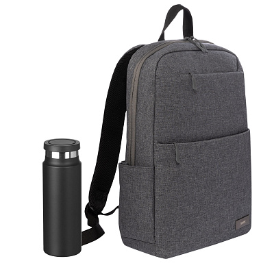 Подарочный набор Форст (Forst), Аллегра (Allegra), черный (рюкзак, термобутылка) (Черный, серый)