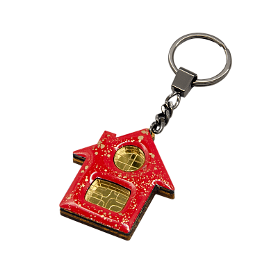 Брелок Дом (красный с золотом)