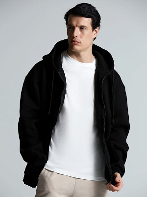 Толстовка унисекс оверсайз Zippy, черная (Чёрный)