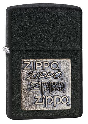 Зажигалка ZIPPO Logo с покрытием Black Crackle™, латунь/сталь, чёрная, матовая, 38x13x57 мм (Черный)