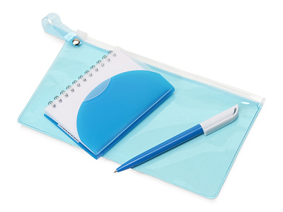 Набор Smart mini (Блокнот- прозрачный/голубой, ручка- голубой/белый, пенал- голубой прозрачный)