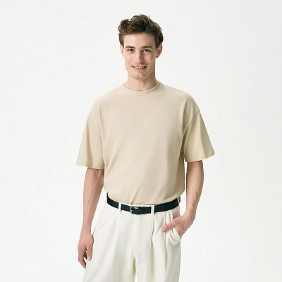 Футболка унисекс премиум Аура (Aura), 100% хлопок 200гр. бежевый, размер M/L (Бежевый)