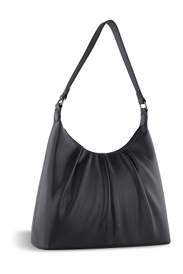 Сумка женская наплечная большая BUGATTI Mila, черная, полиуретан, 31 x 11 x 22/28 см (Черный)