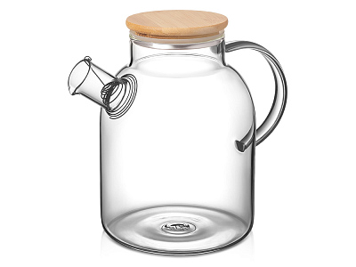 Стеклянный чайник с бамбуковой крышкой Sencha M (Прозрачный)