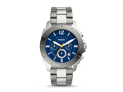 Часы наручные, мужские (Корпус- стальной, циферблат- синий, крепление- стальной/серый)