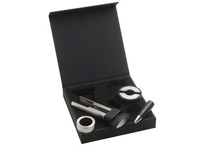 Подарочный набор аксессуаров для вина Distinct (Черный/серебристый)