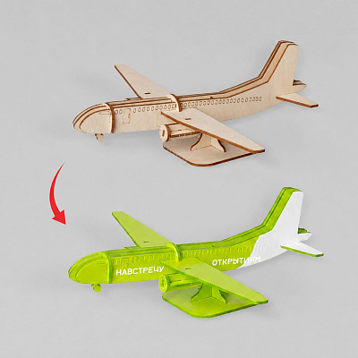 Деревянный 3d пазл Самолет (Натуральный)