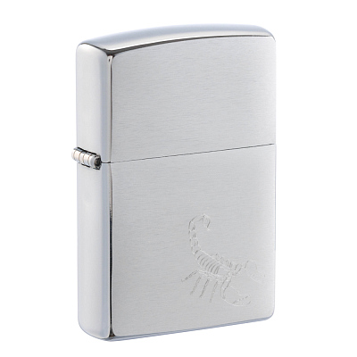 Зажигалка ZIPPO с покрытием Brushed Chrome,латунь/сталь, серебристая, 38x13x57 мм (Серебристый)