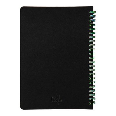 Блокнот на двойной пружине HELIX, 143 х 205 мм, черный с зелёным, блок в линейку