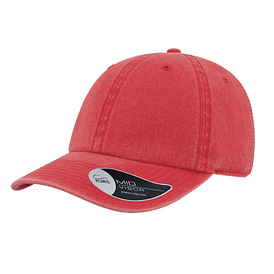 Бейсболка винтажная DIGG, 6 клиньев, металлическая застежка (Красный)