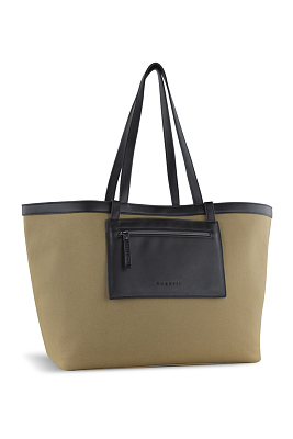 Сумка-тоут женская большая BUGATTI Elena, песочная, канвас, полиуретан, 58 x 22 x 31,5 см (Коричневый)