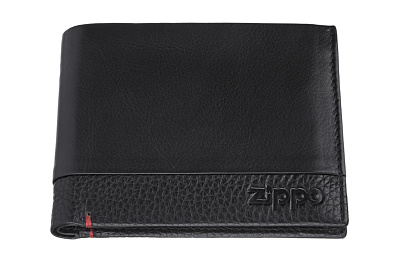 Портмоне ZIPPO с защитой от сканирования RFID, чёрное, натуральная кожа, 11,5×2×9,5 см (Черный)